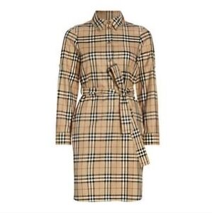 Burberry Kari Belted Check Cotton Shirtdress